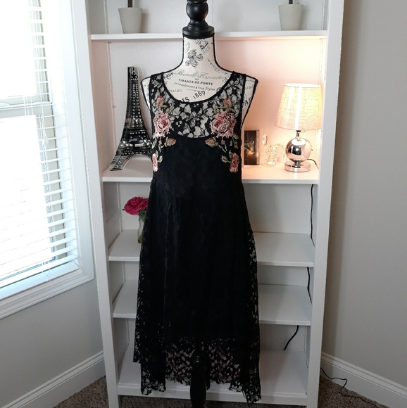 Free People Black Sheer Lace Dress - Picture 2 of 7
